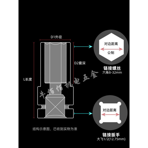 Anschluss Yunmao Elektrischer Schraubenschlüsselhülsenkopf Big fliegender hexagonaler Windkanon