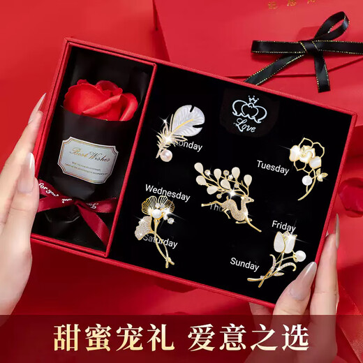 Jingli Jingda Brooch High-end Women's Light Luxury Exquisite Niche Corsage Set Teacher's Day Gift for Female Teachers High-end Practical Exquisite Yulu You You Brooch Set Gift Box