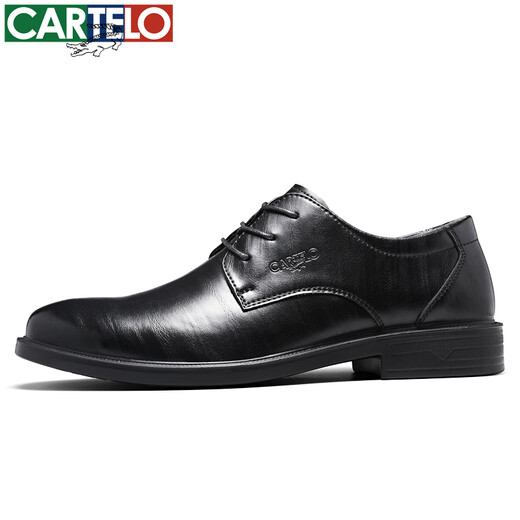 CARTELO leather shoes men cowhide business casual soft sole soft leather suit formal wear derby shoes men 6260 black 42