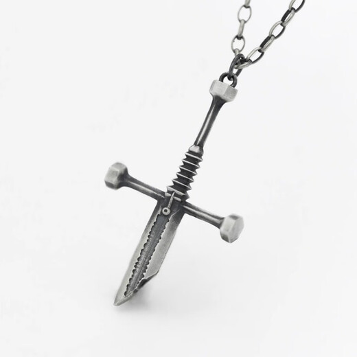 Bucklele Retro gebrochenes Schwert Halskette Trendy Herren Persönlichkeit Hip-Hop Old Imitation Thai Silber Schwertkreuz Anhänger Herren Colarbone Kette x653 Single Anhänger