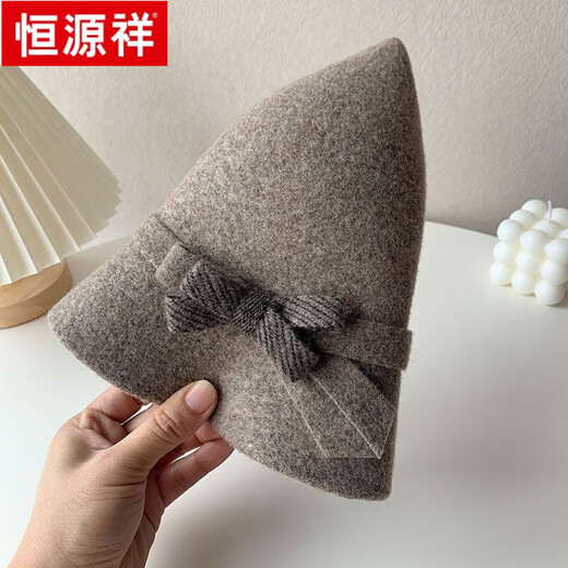 Hengyuanxiang Wool Hat Women's Winter Woolen Fisherman Hat Mom Fashionable Top Hat Middle-aged and Elderly Grandma Warm Basin Hat Dark Gray Adjustable