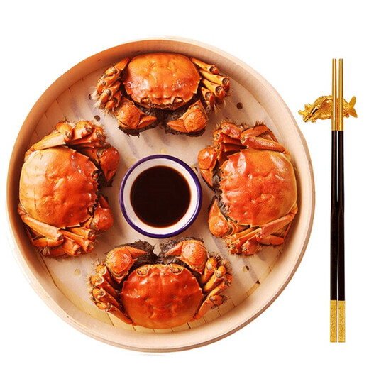 Live crabs Lake fresh Yangcheng hairy crabs whole female 3.3-3.6 pairs 8 pieces with rope feet removed fresh stock fresh aquatic products extra large crab gift seafood gift box