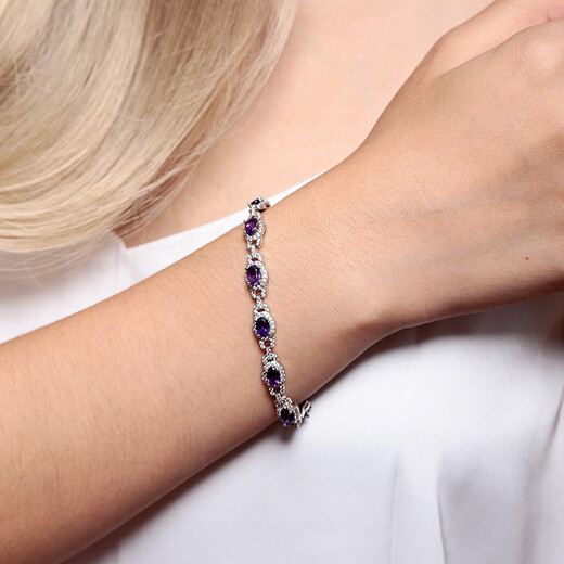 GEM STONE KING amethyst bracelet 8.55 carat amethyst 925 silver inlaid with colored gemstones as a Goddess Day gift for your girlfriend