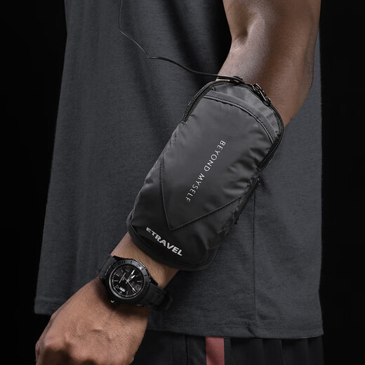 TLXT running mobile phone arm bag sports mobile phone bag arm bag men's mobile phone bag wrist bag fitness equipment artifact arm cover black reflective style