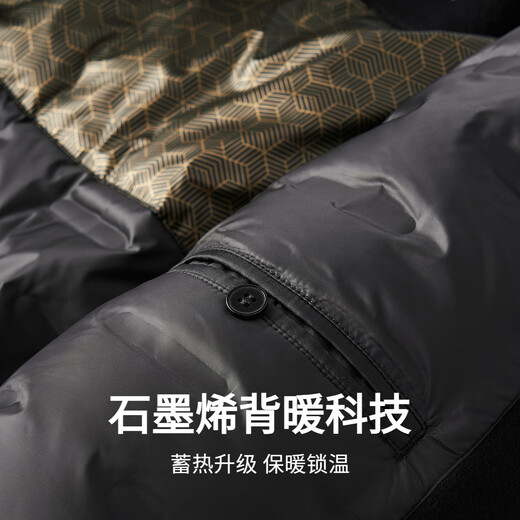 Dances with Wolves Cashmere + Sheep Wool Goose Down Liner Technology Temperature Locking Lapel Wool Thick Jacket Men's Down Jacket Black 180