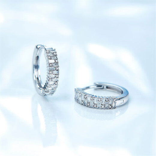 Diamond platinum diamond earrings for women, baguette diamond earrings for girlfriend to propose, wedding, jewelry, accessories, New Year’s gift, platinum total 25 points/pair