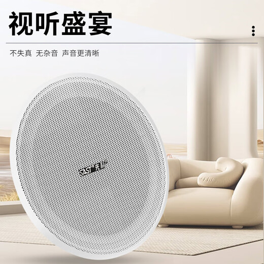先科（SAST）SA-5012 吸顶音响套装蓝牙定压功放机公共广播家用客厅商用会议店铺喇叭嵌入式吊顶音箱8吋一拖二