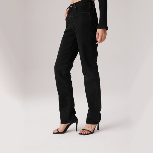 Levi's李维斯女士724高腰修身直筒美式简约复古cleanfit牛仔裤 黑色 25 (28)
