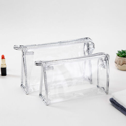 Cosmetic bag jelly transparent Korean large capacity small multi-functional portable simple waterproof toiletry bag storage bag silver medium size