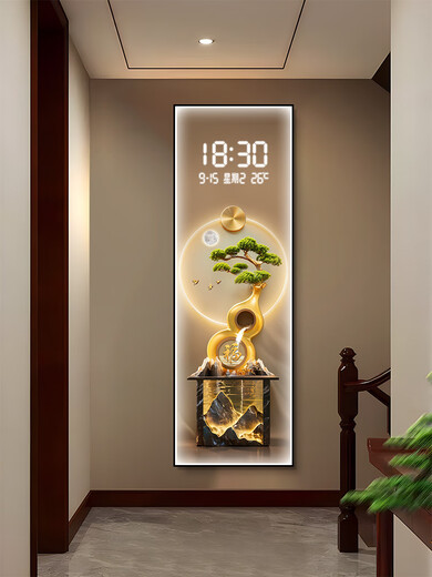 Pantalla electrónica de calendario perpetuo de aseo 2024 Nuevo reloj más grande, reloj de pared, sala de estar de entrada Decoración Año de pintura Números de reloj BY3527 35*105 cm (el marco negro predeterminado requiere un marco de oro pareado
