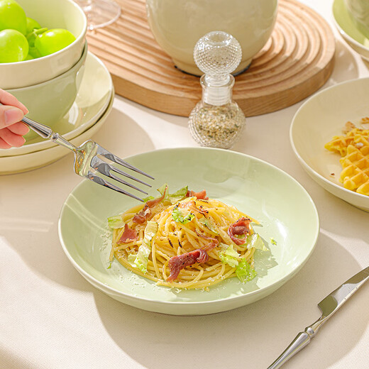 Persson Cream Style Ceramic Plate Dish Plate Household Bowls and Tableware Underglaze Color High-end Dinner Plate Cream 8 Plate 2 Pack