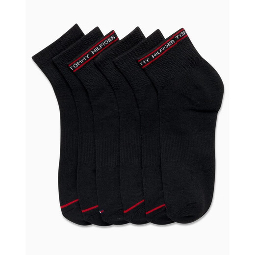 Tommy Hilfiger autumn and winter socks Tommy Men's 6 pairs of white sports socks shock-absorbing socks men's socks sweat-absorbing and breathable basketball socks Solid White 6 pairs all sizes