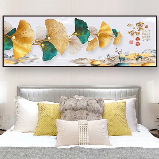 恩宝乐现代卧室床头贴画自粘墙画客厅沙发背景墙装饰画壁画贴纸挂画墙贴 双羽菲菲TH-1396 5号宽180cmX高60cm 打印边框