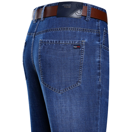 
Pier Cardin light luxury high-end summer jeans men's thin loose high waist straight cotton pants middle-aged casual stretch large size pants 3879 models Zhonglan size 30
