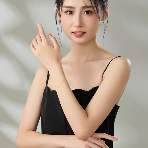 Old temple gold bracelet, pure gold tiles, plain chain, stacked bracelets, sparkling bracelets, birthday and Valentine’s Day gifts for girlfriend and wife, pure gold tiles bracelet, about 0.76g (ready stock, quick delivery + gift box)