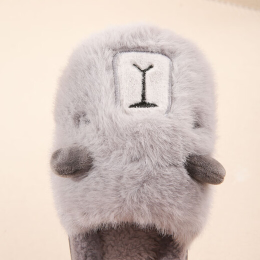 LA CHAPELLE HOMME Men's and Women's Children's Indoor and Outdoor Home Warm Soft Soled Cute Plush Cotton Slippers Orange 28-29