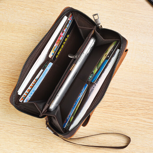Kuqidaishu Retro Brieftasche Herrenkupplung Langes Kapazität Neue Brieftasche Handtasche Brieftasche Reißverschluss Handtasche Mobiltasche Retro Schwarz