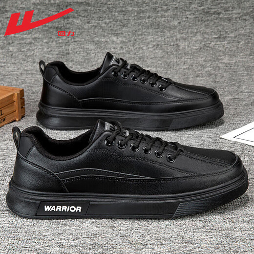 Warrior Shoes Official Men's Sports Sports Casual Shoes Men Spring and Summer Cuero Zapatillas White White White Board Board Zapatos Negro Men's Black 44