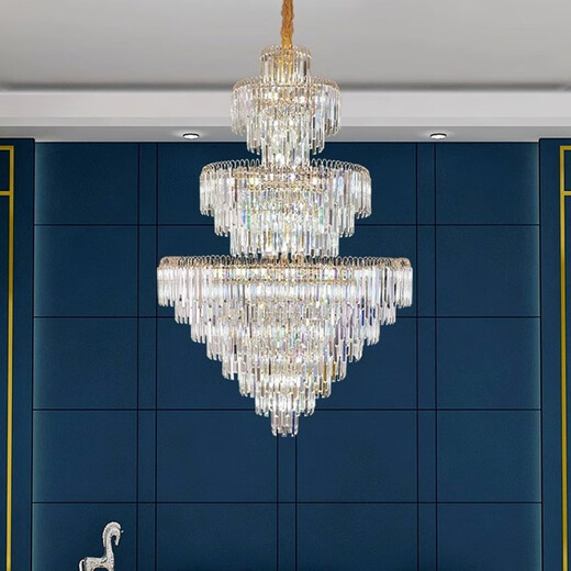 Shilan Light Luxury Duplex Gebäude großer Kronleuchterkristall-Lampen Villa Wohnzimmer leeres Gebäude mit mittleren Bodentreppenleuchte 6628-100*150 cm-drei Farbenbacken Installation