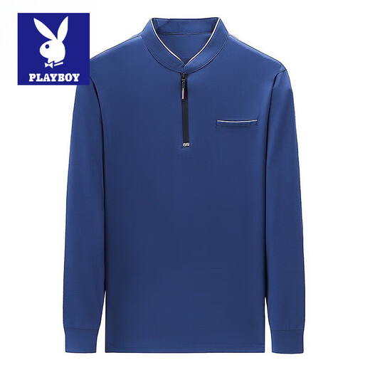 Playboy Langarmed T-Shirt Herren High-End Business Casual Casual Semi-Zipper reines Baumwollständer Kragen Sweatshirt Frühling und Herbst New Style Base-Shirt 6625 Obergrün 185/3xl170jin [Jin gleich 0,5 kg] -185jin [Jin gleich 0,5 kg]