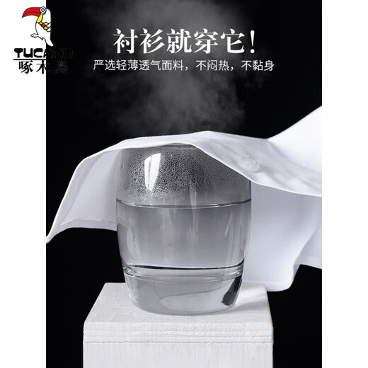 Woodpecker (TUCANO) Spring and Autumn New Long Sleeve Shirt Men's Thin No-Iron Wedding White Shirt Business Clothes Top Men's DX615 White [Long Style] XL [Suitable for 120-140Jin [Jin equals 0.5 kg]]