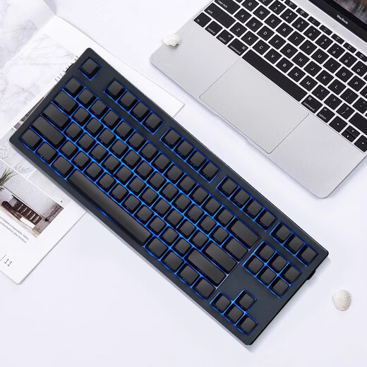 腹灵mk870pro黑莓侧刻机械键盘蓝牙有线无线客制化电脑游戏静音办公 【三模】黑曜石Pro+纯黑侧刻 TTC快银轴V2【触发更快】 87键