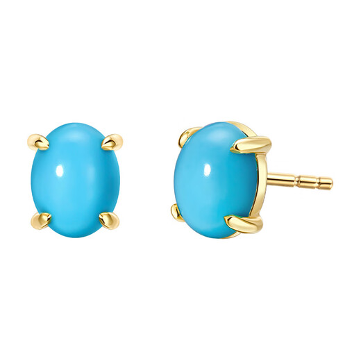 IL&CO Youke S925 silver natural turquoise earrings for women retro light luxury high-end earrings birthday gift for girlfriend S925 silver four-prong turquoise earrings pair