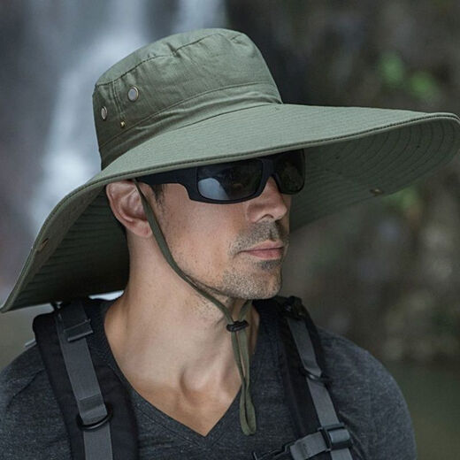 Di Shuqi large brim men's hat summer outdoor sunshade sun protection travel mountaineering fishing hat fisherman hat dark gray