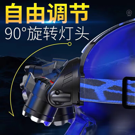 Scheinwerfer mit starker leichter und langer Akkulaufzeit 2024 neuer Bulle Super Bright Lading Head montiert Outdoor Zoom Langgeschwindigkeit Nachtfischen ohne Erkennungs 9900W Standby-Batterie innerhalb von 100 Stunden