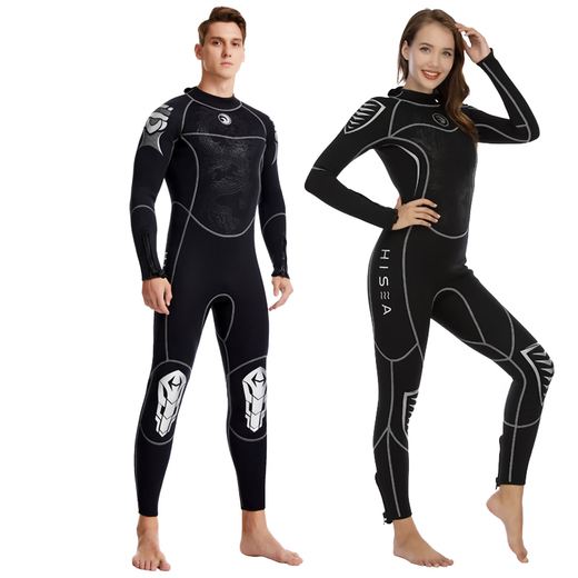 HiSEA3mm professional diving suit, surf suit, jellyfish suit, surf suit, one-piece cold-proof and warm free diving wet suit for men and women 059# black powder 3mm S