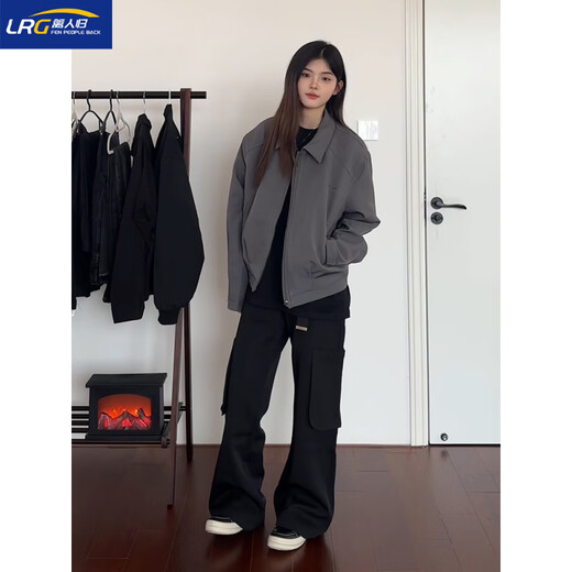 篱人归短款灰色西装外套男秋冬cleanfit行政夹克棉服垫肩美式夹棉棒球服 灰色 XL (130-145斤)