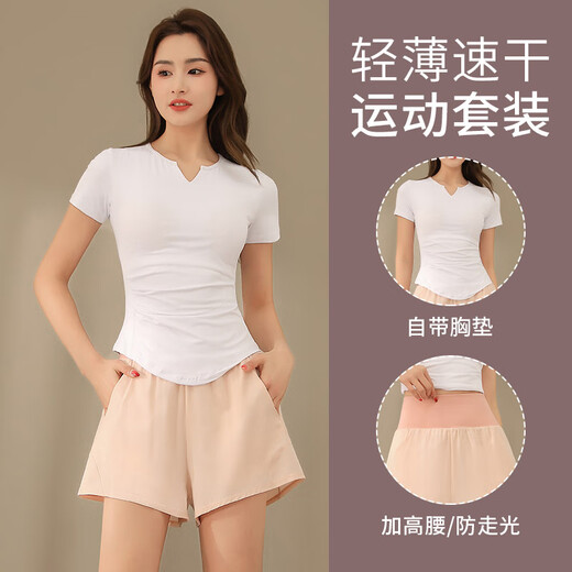 Traje de yoga de Aimengniao (Aimengniao) Traje para mujeres para carreras de verano y ejercicio de ropa de secado rápido Padres de yoga Camiseta de manga de la manga de la manga corta 2024 Set de estilo nuevo Black + Black L