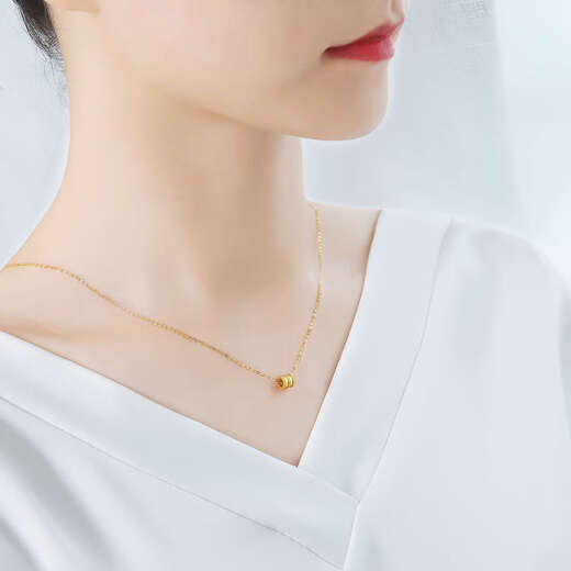Yan's gold necklace women's K gold pendant 5g craftsmanship 18K set chain fine rose gold clavicle chain upgraded to 18k hard gold yellow one