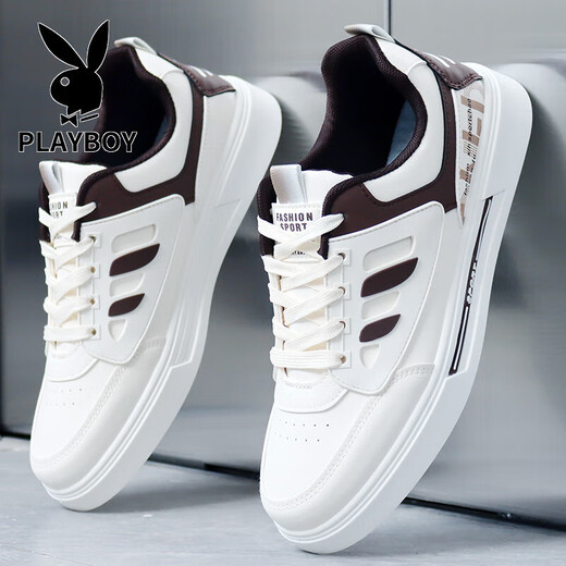 Playboy 2025 Autumn New Zapatos para zapatos blancos para hombres zapatos de estilo coreano versátiles anti-odor casual zapatos para hombres deportes zapatos de mesa transpirables Songke-9905 blanco y negro 41