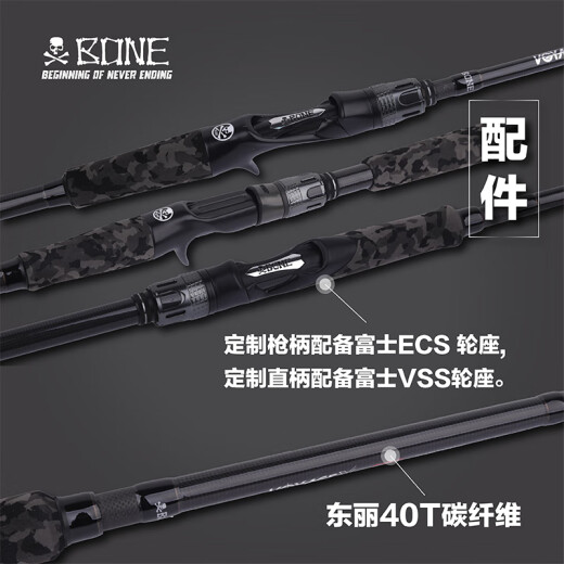 BFW BONE FISHING WORLD骨头24款VOYAGE-X浪人X路亚竿四节旅行竿枪柄便携远投钓竿鱼杆 2.19m BXC-724MH 枪柄四节
