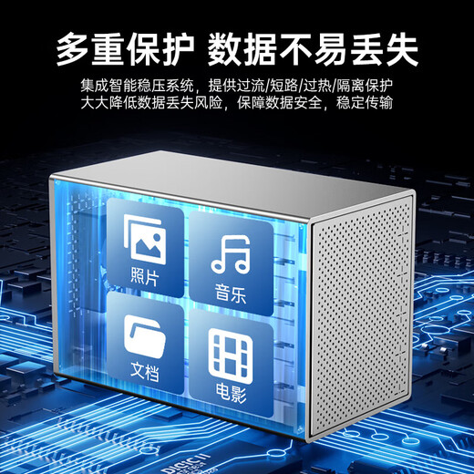 尤达大师 硬盘柜硬盘盒 多盘位硬盘笼（不带RAID磁盘阵列）适用NAS扩展存储2.5/3.5英寸SATA机械固态硬盘