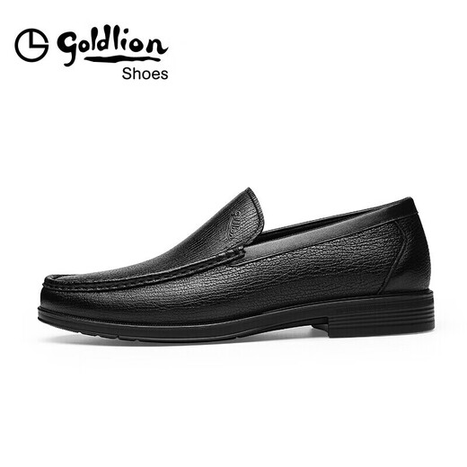 Goldlion Men's Shoes Business Casual Shoes Comfortable Lightweight Breathable Fashion Leather Shoes 596830193ALB-Black-40 Size