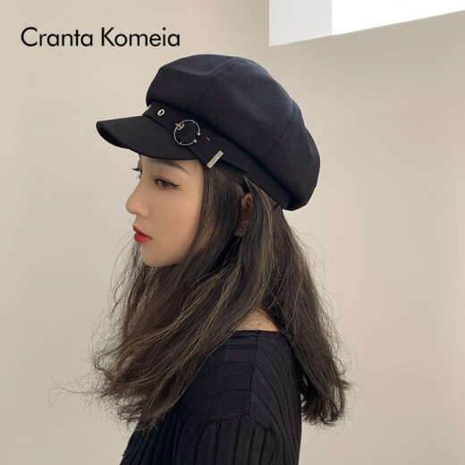 CRANTAKOMEIA beret women's autumn and winter octagonal hat Japanese style British hat newsboy hat New Year's gift for girls gift box black high-end light luxury gift for girlfriend and practical wife