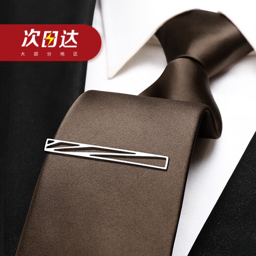LSIAKT领带男士复古咖啡棕色系正装职业休闲宴会拉链领带男商务 咖啡色【拉链款领带+领带夹】