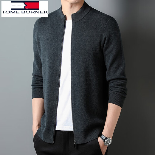 
Tommy Hee Kelly 100% Wool Knit Cardigan Men's Jacket 2024 Autumn and Winter Casual Loose Wool Knit Sweater Medium Gray 105