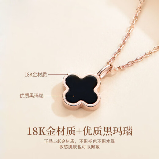Promise of Love Light luxury 18k gold double-sided four-leaf clover necklace for women rose gold anniversary birthday gift for girlfriend and wife