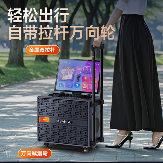 山水（SANSUI）Q065家庭ktv音响套装广场舞音响带显示屏卡拉ok功放一体机户外k歌直播蓝牙音箱视频机 Q085大8吋【20喇叭】500G+支架
