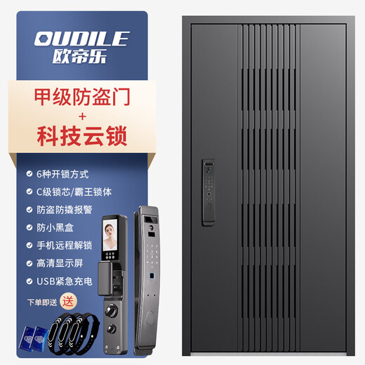 欧帝乐（OUDILE）新款通风4级防盗门入户门+透气门窗隐藏加高安全门+指纹智能锁 科技云锁 2250*1050