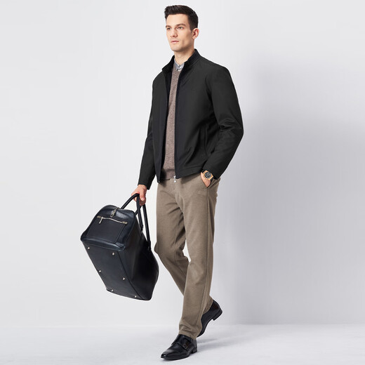 Shanshan velvet thickened jacket men's autumn and winter style windproof anti-wrinkle smooth stand collar executive business jacket