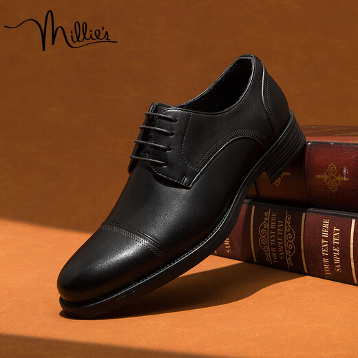 Millies Top-Layer Cowide Herren Arbeitsplatz Pendeln Drei-Gelenk-Derby-Schuhe Business Formal Lederschuhe Herren U1048 Black 42