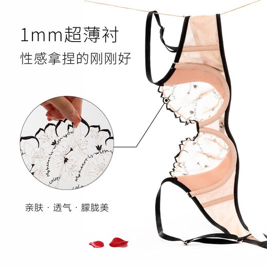 Odifen Underwear Feminine Lace Ultra-Thin Bra Set Embroidered Side Breast Collection Gift for Girlfriend XB2325