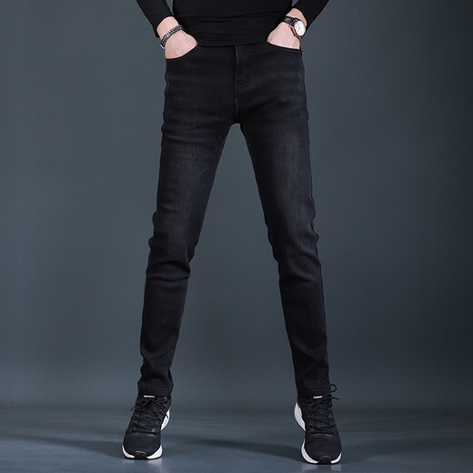 Ventilateur Litai Black Jeans pantalon mince masculin automne et hiver plus en velours épaissis de style coréen et jeans à la mode et décontractés
