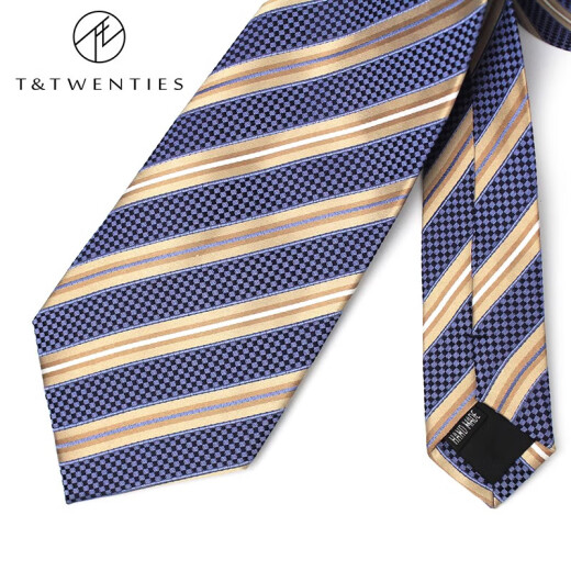 
T/Twenties men's mulberry silk silk wide tie men's business formal wear professional interview brand hand-made blue striped twill tie AS2687 purple arrow 9.5CM wide