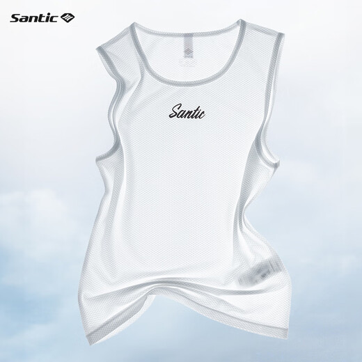 Santic Cycling Clothes Underwear Cycling Quick-Drying Clothing Basement Shirt White Vest S/M
