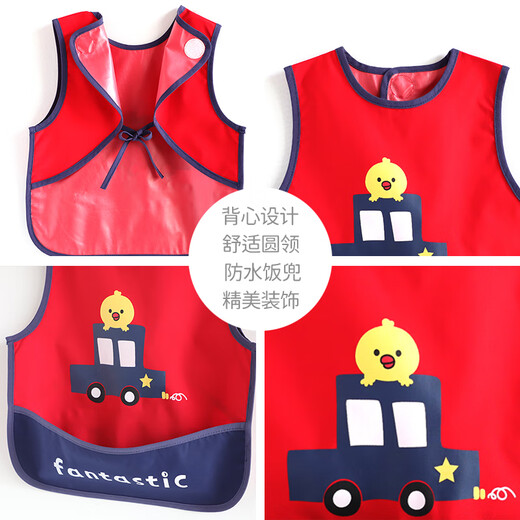 Kinderschürze Babymahlzeit Kleidung Kindergärtner schmutziger Abdeckung Baby Jungen essen laderdes wasserdichte ärmellose dünne Reisbeutel A6231 Red Bird Car Regular Model 100 Größe Empfohlene Höhe 80-90 cm